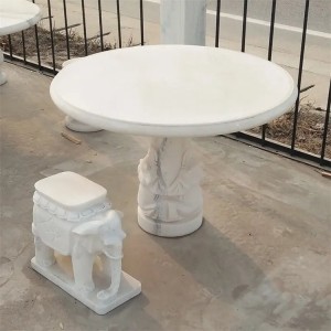 供应汉白玉石桌石凳 公园街道桌子 户外庭院摆件 可定制  1件