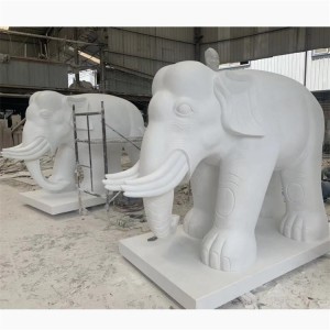 石雕动物大象 家用汉白玉大象摆件 门口摆放招财石雕塑  1件